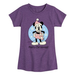 Girls' - Disney - Mickey Merry Christmas Fitted Short Sleeve Graphic T-Shirt - 1 of 4