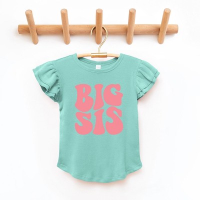 The Juniper Shop Big Sis Wavy Toddler Flutter Sleeve Tee