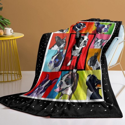 Boersma 3D Cute French Bulldog Blanket Animal Dog Print Flannel Throw Blanket Soft Lightweight Throw Frenchie Gifts for Women Bulldog Lover 50*60