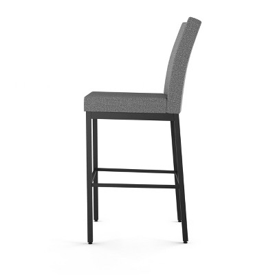 Elegant Grey Polyester Blend and Black Metal Barstool 44.5"
