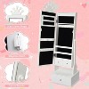 Kids Jewelry Armoire with Full-Length Mirror, Girl Vanity Dress Up Mirror with Storage Cabinet, Jewelry Cabinet with Led Light - 2 of 4