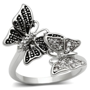 Slickblue Women's Single-Tone Rhodium Brass Ring with Clear CZ, Synthetic Stone, Ideal for Special Occasions, Size 5-10 - 1 of 4