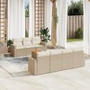 vidaXL Patio Sofa Set with Cushions Outdoor Furniture 8 Piece Poly Rattan - Beige and Cream - 2 of 4