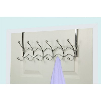 Home Basics Chrome Plated Steel 6 Hook Over the Door Hanging Rack