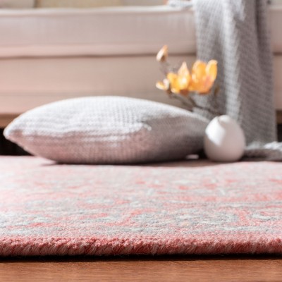 Hand-Tufted Pink and Ivory Wool Rectangular Accent Rug