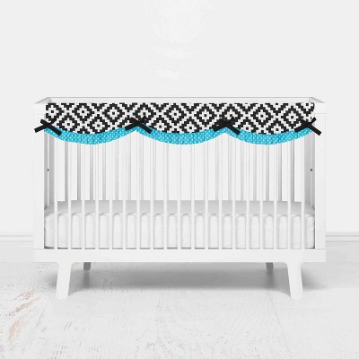 Bacati - Love Black/Turq Long Side Crib Rail Guard Cover