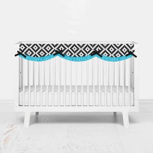 Bacati - Love Black/Turq Long Side Crib Rail Guard Cover - 1 of 4