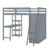 PAGED Simple Wooden Loft Bed Bunk Bed with Desk, Full Size Bed Frame with Storage Shelves, Wardrobe and Guardrail for Kids, Teens - 3 of 4