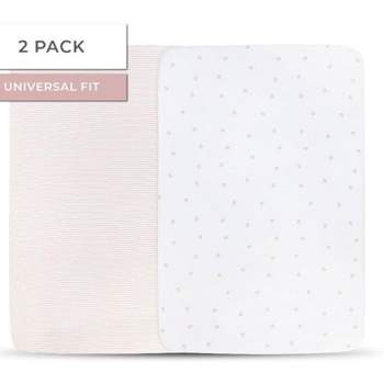 Ely's & Co. Baby Fitted Pack n Play - Mini Crib Sheet  100% Combed Jersey Cotton Pink for Baby Girl 2 Pack