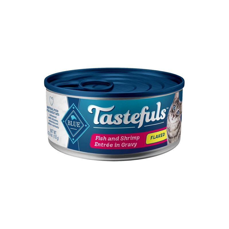 Blue Buffalo Tastefuls Natural Flaked Wet Cat Food with Fish &#38; Shrimp Entr&#233;e in Gravy - 5.5oz, 1 of 6