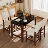 ChicFurnit Dining Sets Counter Height Faux Marble Table with Upholstered Chairs for Modern Spaces, Black Beige, 51.25"*31.5"*5.1" - 2 of 4