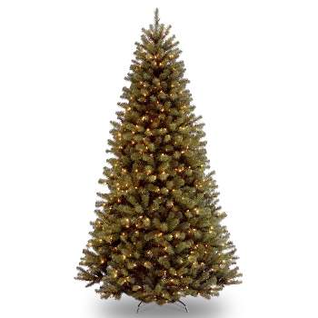 National Tree Company 9 ft Pre-Lit Artificial Full Christmas Tree, Green, North Valley Spruce, White Lights, Includes Stand