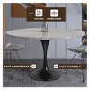 LeisureMod Verve Modern 48" Round Dining Table with Sintered Stone Tabletop in Black Stainless Steel Pedestal Base - 4 of 4