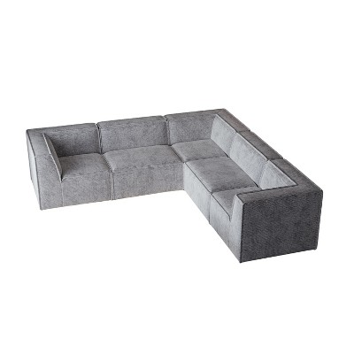 NicBex 106 Inch Chenille Modular L Shaped Sectional Sofa Foam-Filled Compressed Sofa for Living Room,Bedroom,Gray