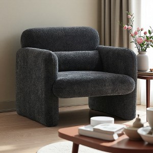 34" Velvet Modern Single Sofa Chair with Support Pillow - 1 of 4