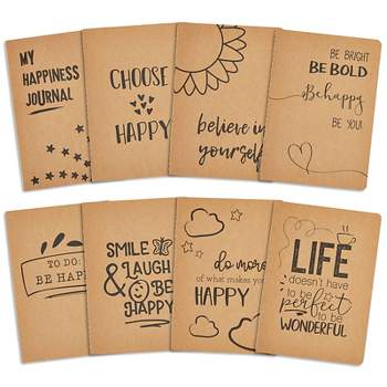 Paper Junkie 24 Pack Journals for Kids - Let's Be Happy Journals Bulk -  Kraft Paper Notebooks School Supplies (80 Lined Page, 4 x 5.75 In)
