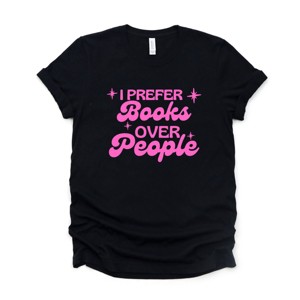 I Prefer Books Over People Stars - Women's Short Sleeve Graphic T-Shirt - 1 of 4