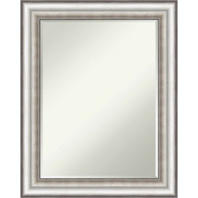 Amanti Art Salon Silver Petite Bevel Bathroom Wall Mirror 29.25 x 23.25 in.
