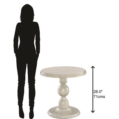 Traditional Linen White Round Wood End Table 28"