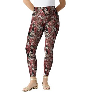 Roaman's Plus Size Ankle Length Essential Stretch Legging - 1 of 4