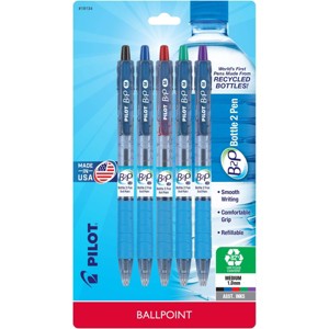 B2P 5ct Ballpoint Pens 1.0mm Assorted Inks: Bottle to Pen Colored Pens Set, Multicolored Ink, Art & Stationery - 1 of 4