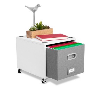 BirdRock Home Rolling Storage File Cabinet with 1 Lateral Drawer - White - 1 of 4
