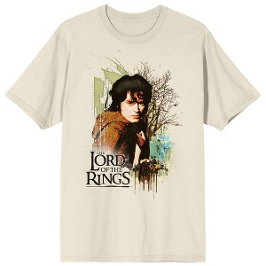 Lord Of The Rings Frodo Baggins Ink Splash Tree Adult Natural Crew Neck Short Sleeve T-shirt - 1 of 4