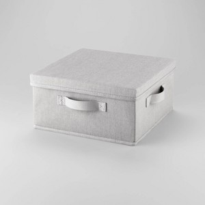 13"x13"x6" Fabric Bin with Lid Light Gray - Brightroom™ - 1 of 3