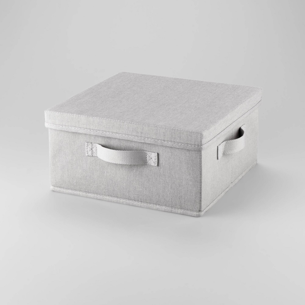 Photos - Other interior and decor 13"x13"x6" Fabric Bin with Lid Light Gray - Brightroom™