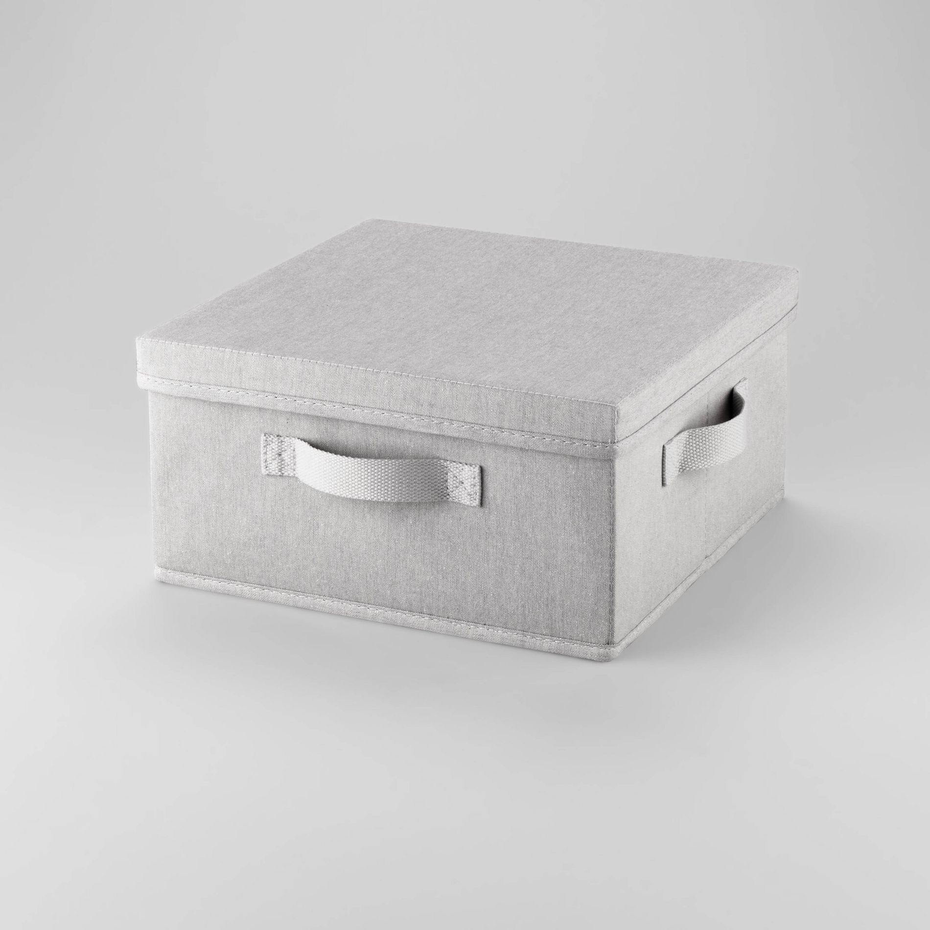 13"x13"x6" Fabric Bin with Lid Light Gray - Brightroom™