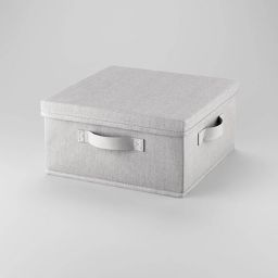13"x13"x6" Fabric Bin with Lid Light Gray - Brightroom™