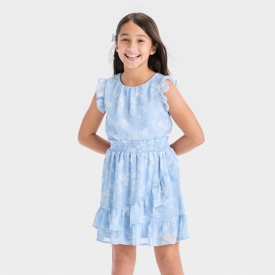 Girls' Sleeveless Chiffon Floral Ruffle Dress - Cat & Jack™