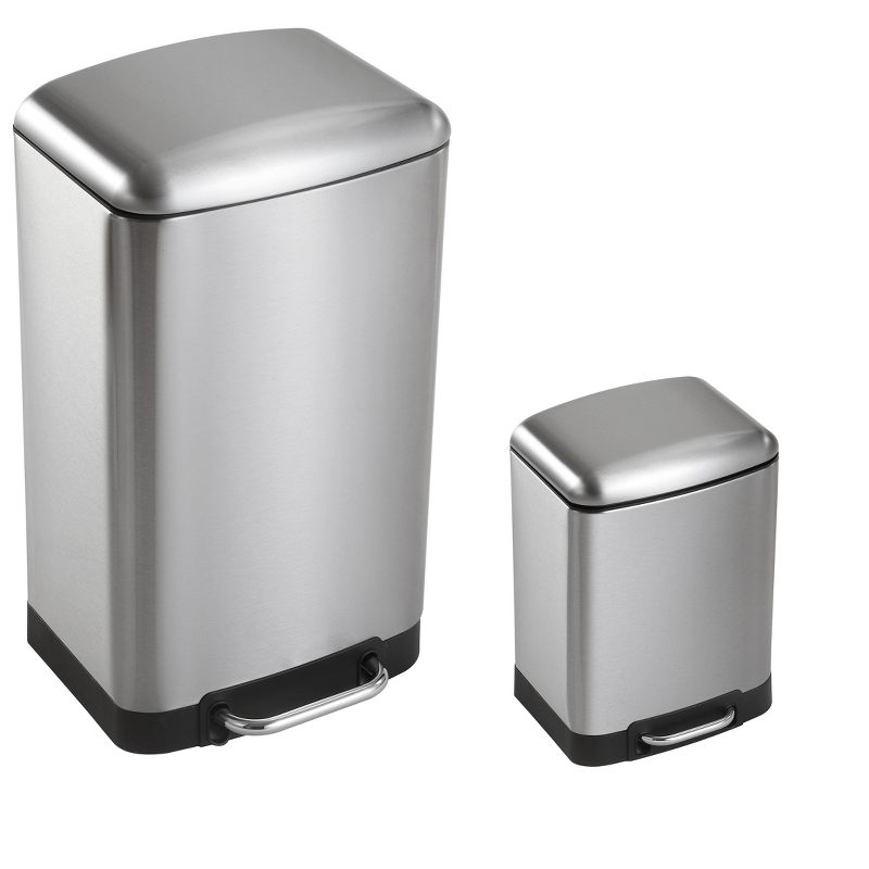 happimess Ashley Rectangular 8-Gallon Trash Can with Soft-Close Lid with FREE Mini Trash Can, Stainless Steel, 4 of 13