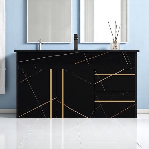 Mshliw 35.4 Inch Wall Mounted Bathroom Vanity with Sink, Floating Vanity with Faux Marble Top, Soft Close Drawers and Cabinet - 1 of 4