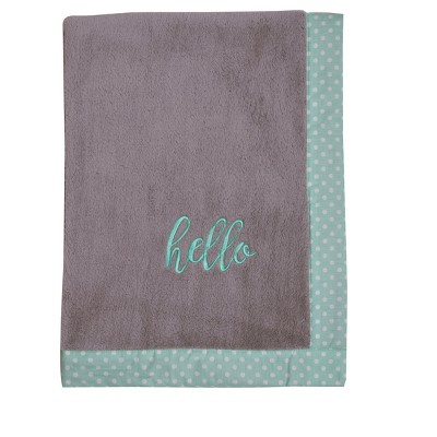 Bacati - Love Aztec Grey/Mint Grey Hello Embroidered Blanket