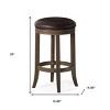 HomeRoots 26" Brown Faux Leather and Solid Wood Backless Counter Height Swivel Bar Chair - 3 of 4