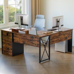Bestier 55 Inch Office L-Shaped Desk with Reversible File Drawer - 1 of 4