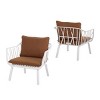Set of 2 Modern Outdoor Club Chairs with Cushion,Weather Resistant Plastic Patio Chair,Iron Legs Arm Chair for Garden or Balcony-Cuddlewood - 3 of 4
