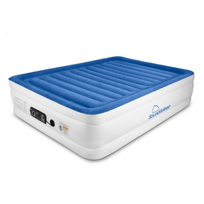 Full Size Blue and White Raised Air Mattress with Pump