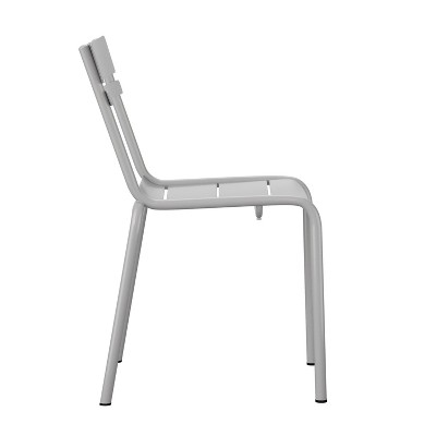 Sleek Silver Steel Stackable Modern Indoor-Outdoor Chair