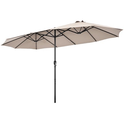 Costway 15ft Patio Double-sided Umbrella Crank Outdoor Garden Market ...