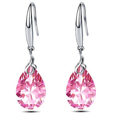 Paaaawaters 925 Sterling Silver 9x13mm Pear Shape Cubic Zirconia Drop Earrings for Women