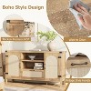 59.1" Rattan Storage Buffet Cabinet with Doors and Drawer, Boho Farmhouse Coffee Bar Sideboard, Adjustable Shelves and Handles, For Kitchen - 4 of 4
