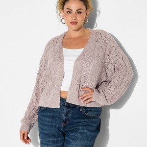 Women's Long Sleeve Shawl Collar Open Work Cardigan - Wild Fable™ - 1 of 3