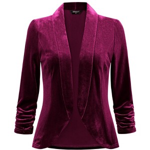 INSPIRE CHIC Women's Velvet Lapel Collar Open Front Blazers - 1 of 4