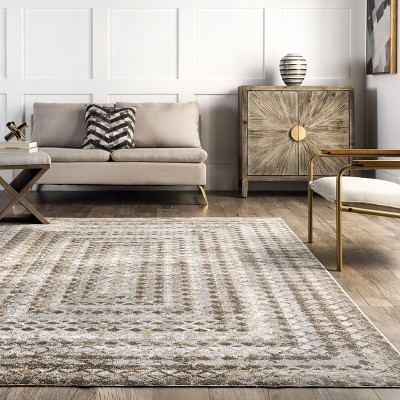 Eco-Friendly Beige Bohemian 8' x 10' Machine Washable Area Rug