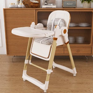 ELJGET 2-in-1 High Chair & Rocker, Adjustable Baby Chair with 5-Point Harness, Removable Tray & Silent Wheels for Infants 6M-3Y - 1 of 4