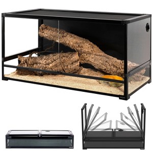 REPTI ZOO 120 Gallon Tempered Glass Reptile Large Terrarium Tank with Black PVC Back Panel - 1 of 4