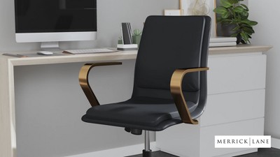 Black Faux Leather Swivel Task Chair with Chrome Base