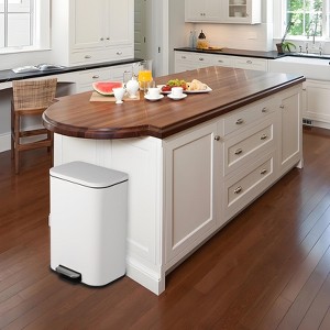 Bathroom Trash Can, Fingerprint-Proof Stainless Steel Garbage Can with Soft-Close Lid, Foot Pedal - 1 of 4